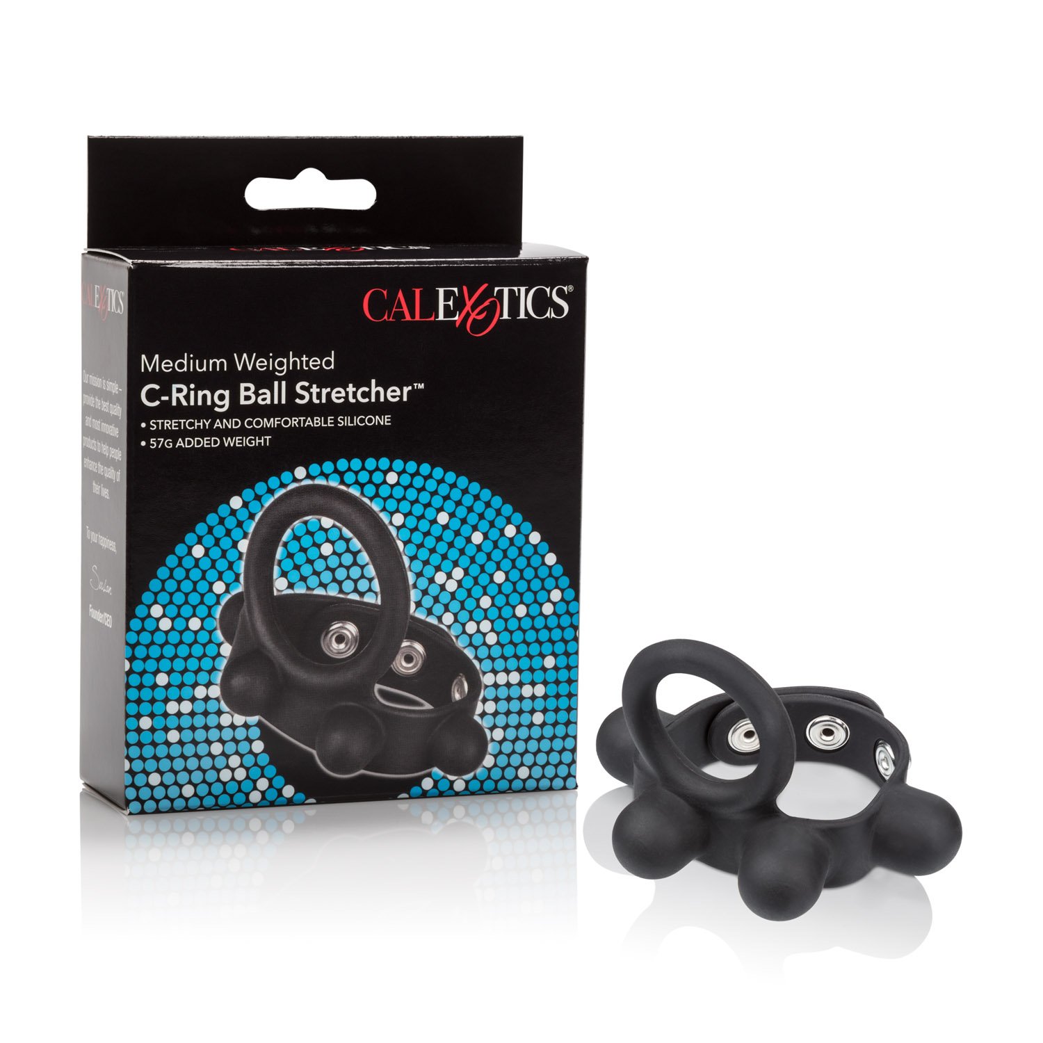 RINGS Medium Weighted Penis Ring and Ball Stretcher, Black