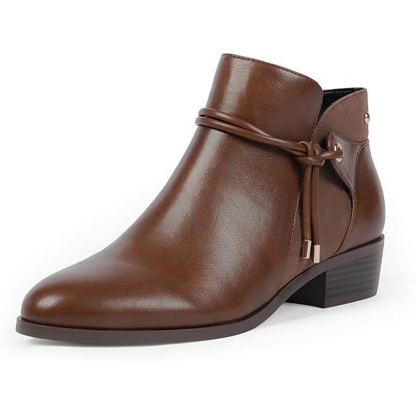 Women's Ankle Booties Ethnic Style - Tapered Heel Round Toe Button Side Zipper, Comfy Fall Winter Boots - View #4
