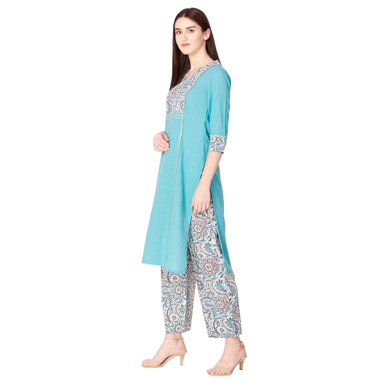 khushal k women's cotton kurta with palazzo set