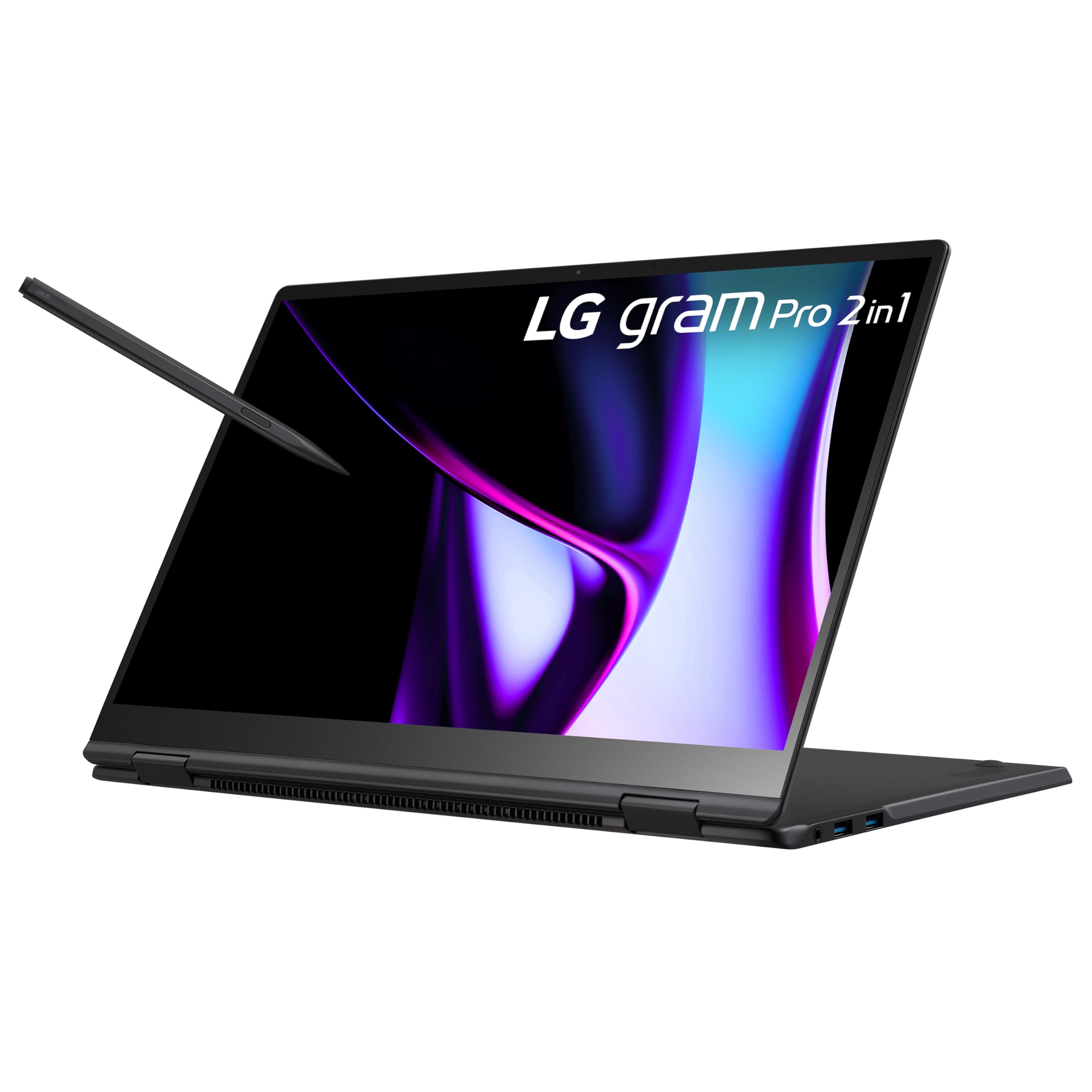 LG gram Pro 2in1 2024 16T90SP - 16 Inch 2.5K IPS Touchscreen 144Hz VRR, Ultra-Lightweight 2-in-1 Laptop, Intel Core Ultra 7 155H, 16GB RAM, 1TB SSD, Windows 11 Home, Stylus Pen, Black