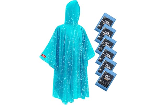 Hitituto Rain Ponchos for Adults - Extra Long Emergency Poncho with Hood, 6/12/24 Family Pack Raincoat, Home Survival Kits