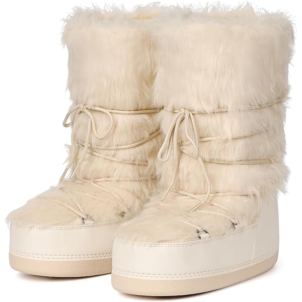 Amazon.com | QLR Women's Faux Fur Boots Furry Snow Boots for Women