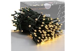 Home Lighting 66ft Christmas Decorative Mini Lights, 200 LED Green Wire Fairy Starry String Lights Plug in, 8 Lighting Modes, for Indoor Outdoor Xmas Tree Wedding Party Decoration (Warm White)