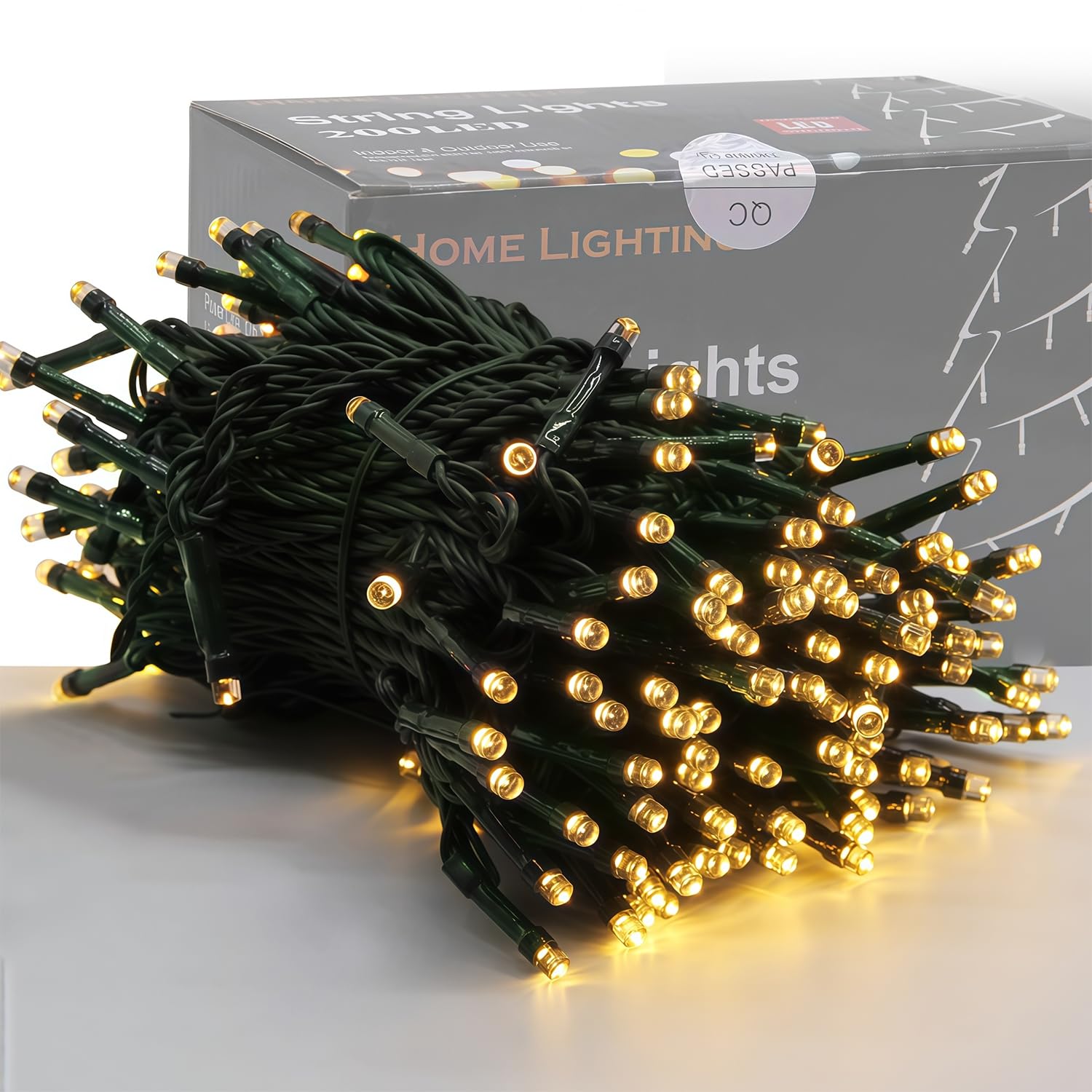 Photo 1 of Home Lighting 66ft Christmas Decorative Mini Lights, 200 LED Green Wire Fairy Starry String Lights Plug in, 8 Lighting Modes, for Indoor Outdoor Xmas Tree Wedding Party Decoration (Warm White)