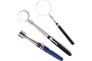 BETTERSTAR Inspection mirror telescoping Round Mirror 20 lb telescopic magnet, 85mm/50mm round mirror set Inspection Tool for Checking Vehicle, Observing Eyelashes Mouth and Other Small Parts Extended