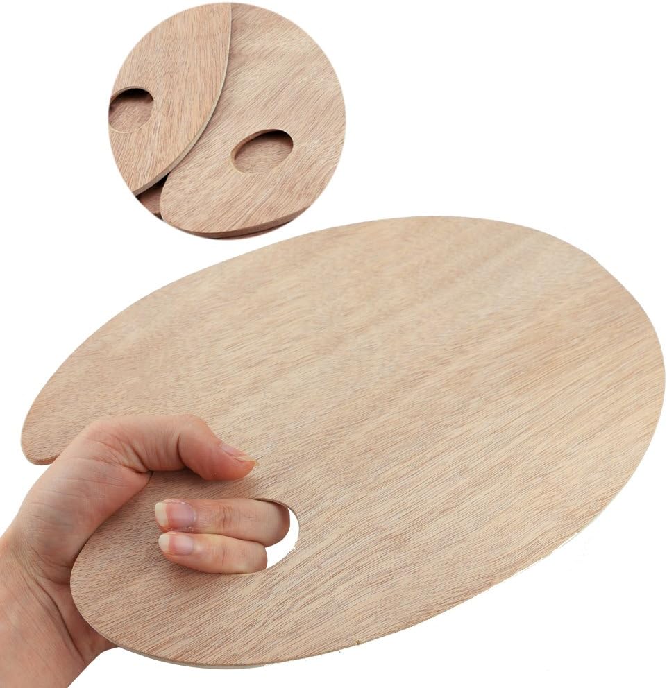 Weoxpr 8" x 12" Oval Wooden Painting Palette - 3 Pack