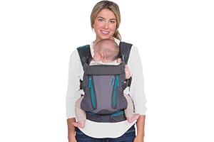 Infantino Carry On Baby Carrier, Ergonomic Multi-Pocket Baby Carrier for Newborn to Toddler 8-40 lbs with Padded Straps, Lumbar Belt Storage, Registry Essential, Gray