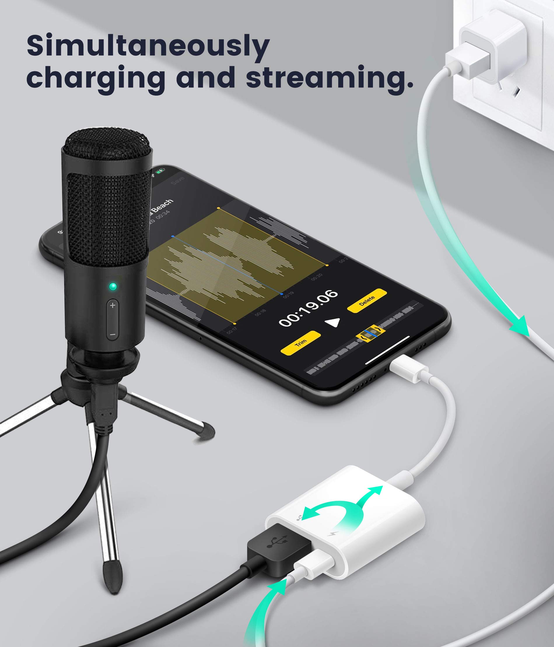USB Adapter for iPhone/iPad, L?ghtn?ng to USB Female OTG Adpater,USB3 to iPad Adapter with Charging Port,Supports FlashDrives,MIDI,SD Card Reader and Mouse,Plug&Play