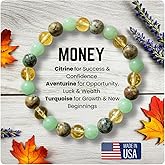 AKDNZ Money Bracelets for Women & Men - Natural African Turquoise, Citrine & Green Aventurine Bracelet for Wealth Success & Prosperity, Spiritual Gemstones for Mother's, Father's Day & Christmas Gifts