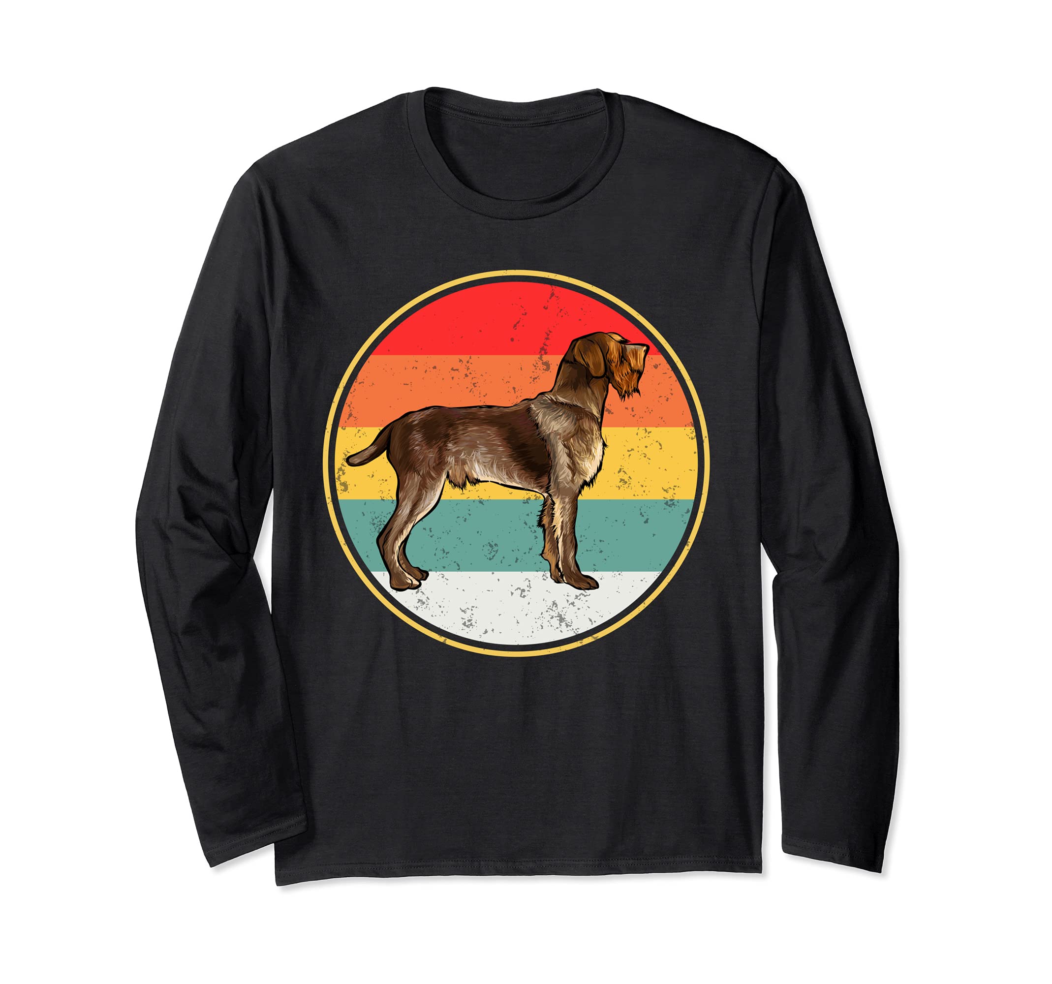 Vintage Retro Sunset Wirehaired Pointing Griffon Dog Long Sleeve T-Shirt