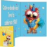 mountova Cowboy Chicken Birthday Cards, Funny Birthday Card for Men Women Kids, MUSICAL & SHAKING Interactive Greeting Card with Envelope, Unique Hilarious Birthday Gift, 5.9 x 8.4 Inch