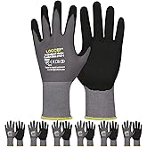 LOCCEF Work Gloves MicroFoam Nitrile Coated-6 Pairs,Seamless Knit Nylon Gloves,Gray Work gloves