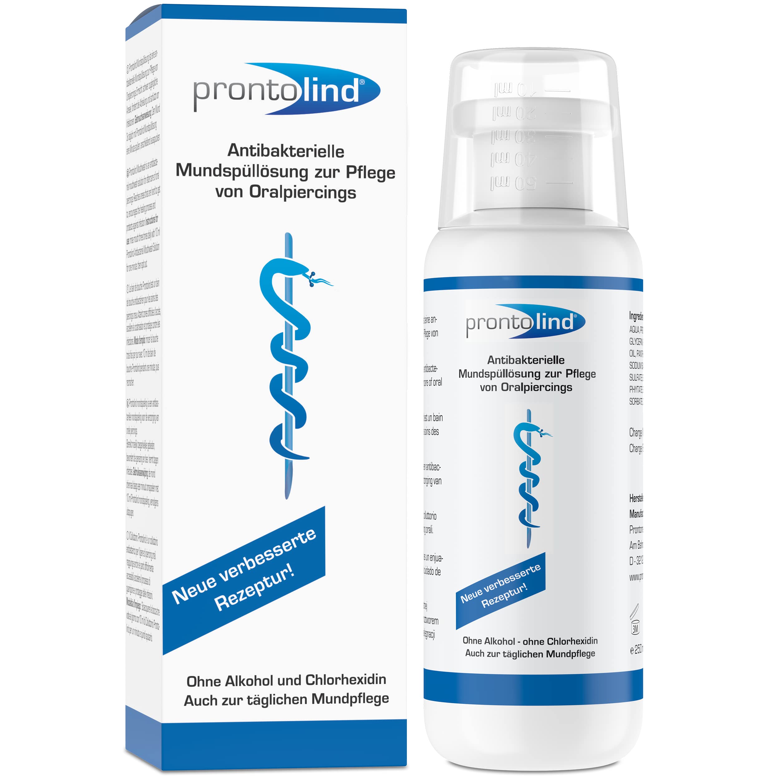 ProntoLind - Mouth Rinse Solution for The Care of Oral Piercings - 250 ml - Promotes Healing After Tongue & Lip Piercings