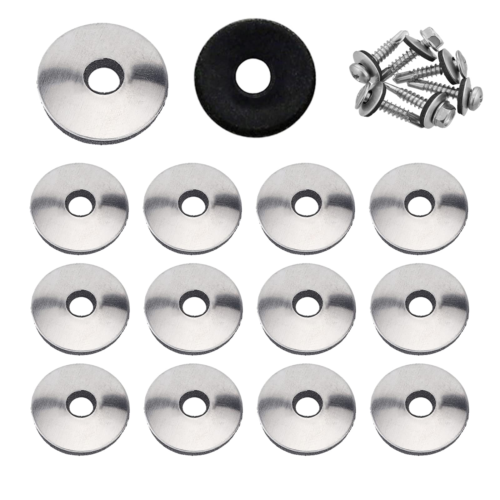 YouU #4.2/4.8/5.5/6.3/8mm Multiple Models Stainless Steel Neoprene EPDM Bonded Sealing Gasket Washers Assortment Kit (8x25mm 50pcs)