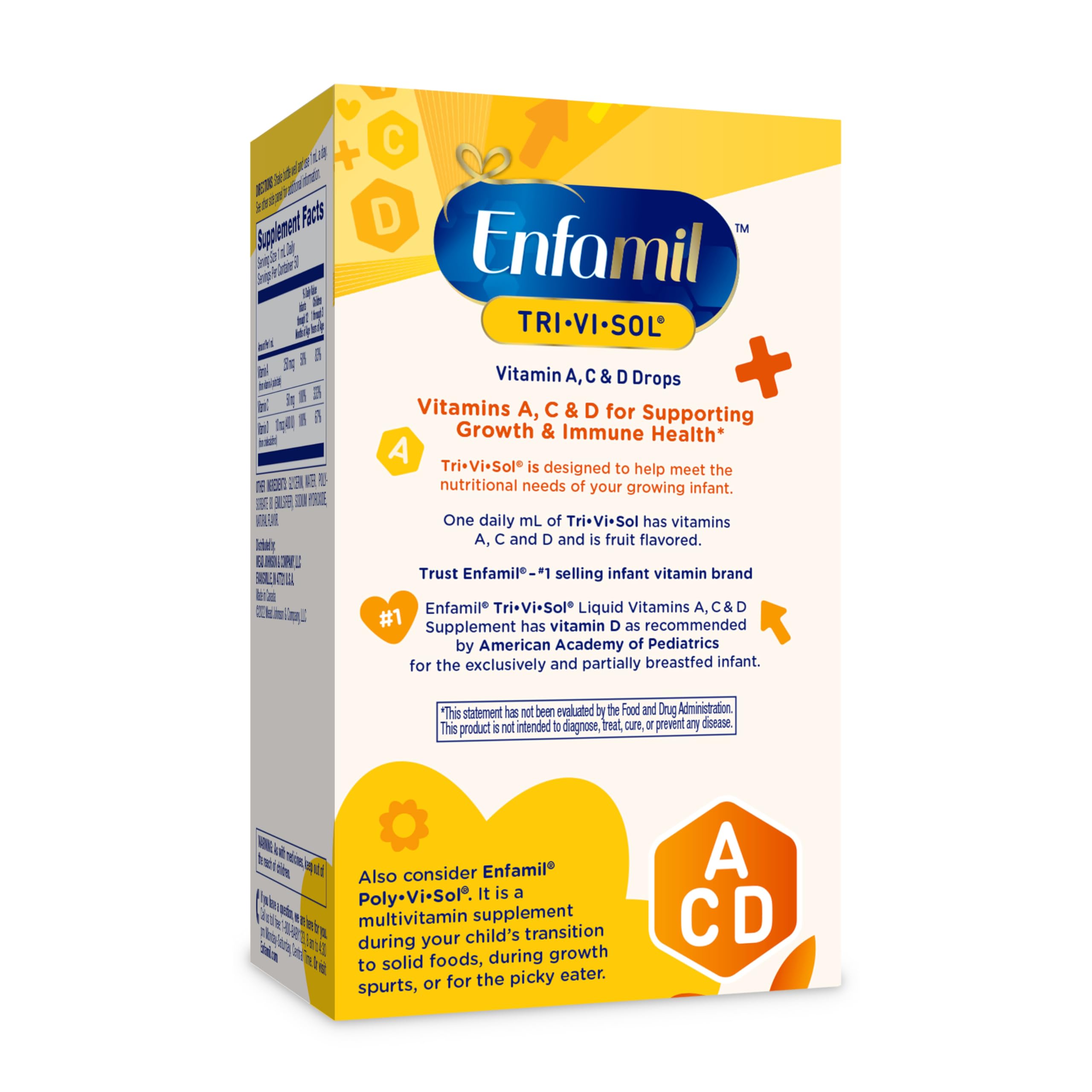 Enfamil Tri-Vi-Sol Infant Multivitamin Drops, Supports Growth & Immune Health for Babies, 50mL Bottle​