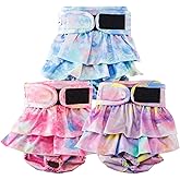 Reusable Dog Diapers Female Washable, Premium Doggie Diaper for Dogs, Pack of 3, Highly Absorbent Small Dog Diaper for Heat, Incontinence and Puppy Training(S)