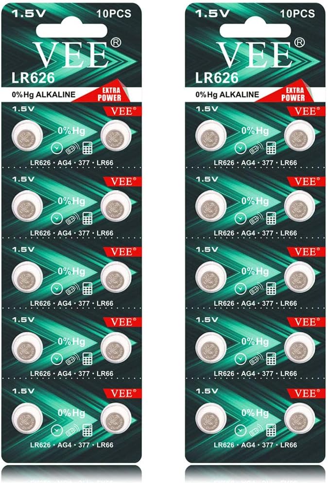 VEE LR626 Battery 377A AG4 LR66 1.5V Alkaline Button Cell Battery 20 Pack: Home Audio & Theater