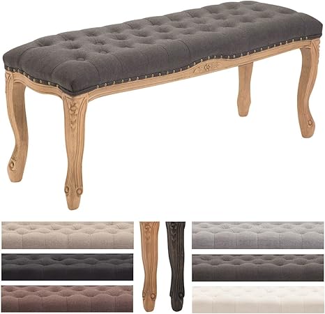 Clp Banc Nefertiti En Tissu Banquette De La Salle à Manger Banc Rembourré Avec Piètement En Bois Design Chesterfield Gris Foncé Piètement Couleur