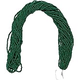 Czech 11/0 Glass Seed Beads - 12 String Hanks, Dark Green Color (Dark Green)
