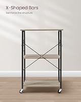 VASAGLE Kitchen Shelf on Wheels 3-Tier Trolley Greige Black KKS060B02 view 9