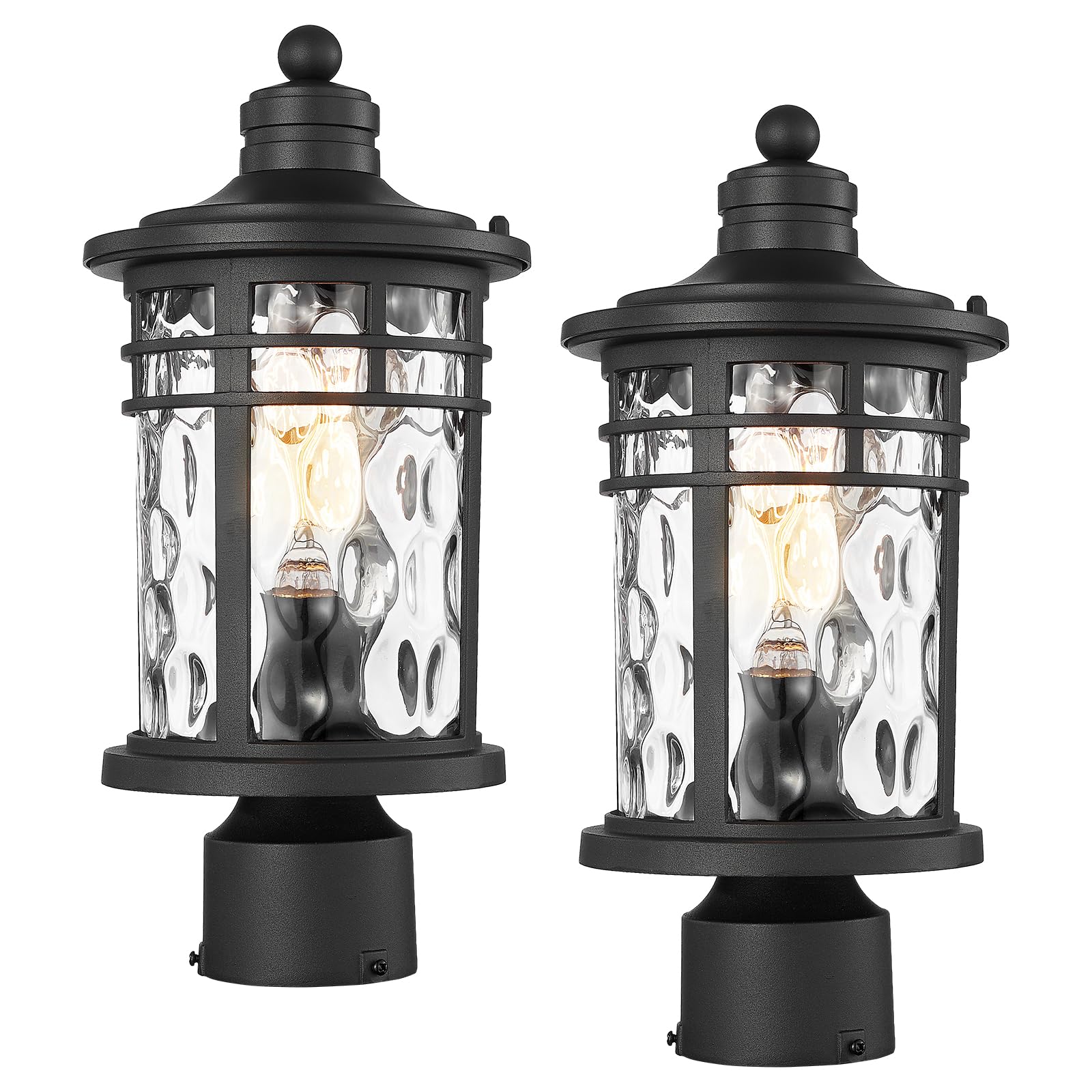 Photo 1 of Darkaway Outdoor Post Lights Lamp Posts Outdoor Lighting, Aluminum Post Lights Outdoor Light Fixtures with Water Ripple Glass, Pole Light for Outside Patio Yard Garden