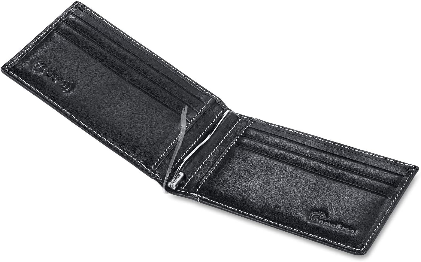 Mens Leather Bifold RFID Money Clip Wallet, Front Pocket Wallet with Money Clip