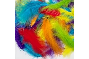 LWINGFLYER 100pcs Colorful Feathers Fluffy Turkey Marabou Feathers Assorted Feathers for Crafts Dream Catcher Fringe Trim Colored Feathers Fly Tying Material 4-6 Inches