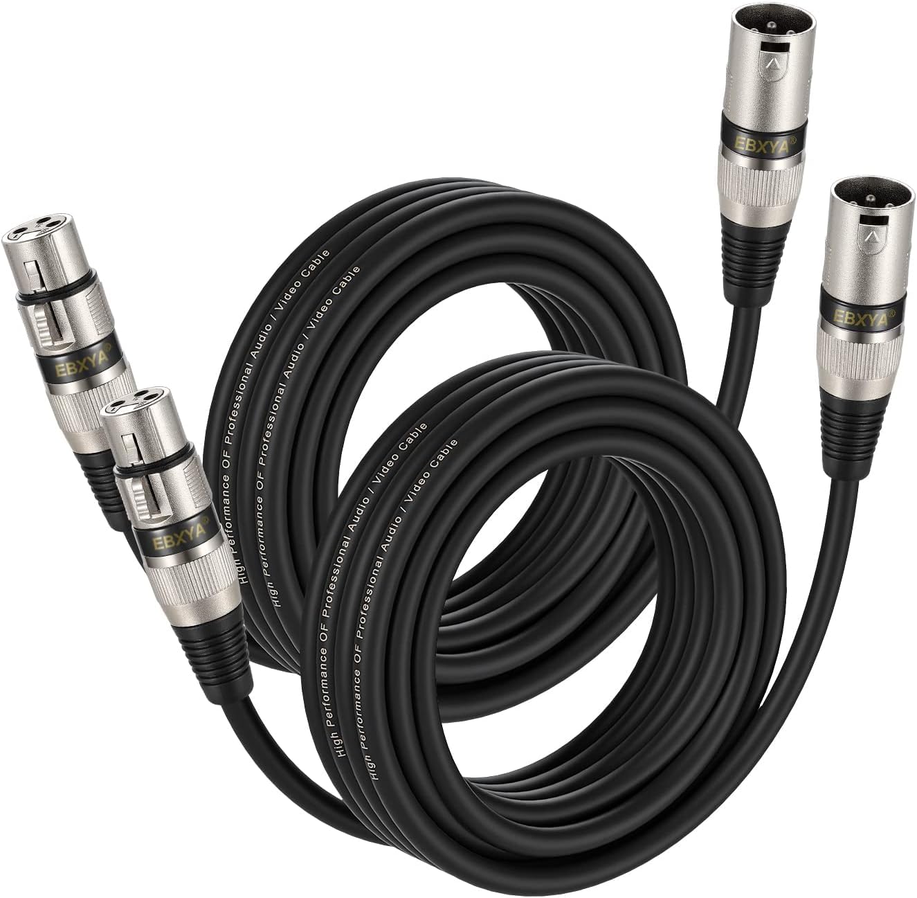 EBXYA XLR Cable 6M 2-Pack Male to Female Balanced Microphone Lead for Mic Mixer, Recording Studio
