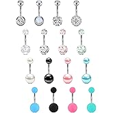 Anicina Belly Button Rings 14G Diamond CZ Belly Rings Surgical Stainless Steel Navel Rings Butterfly Heart Devil Belly Button Piercing Jewelry for Women