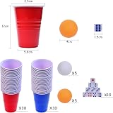 Faburo 60Pack Red Blue 16 oz Plastic Cups + 10 Ping Pong Balls 10 Dice view 2