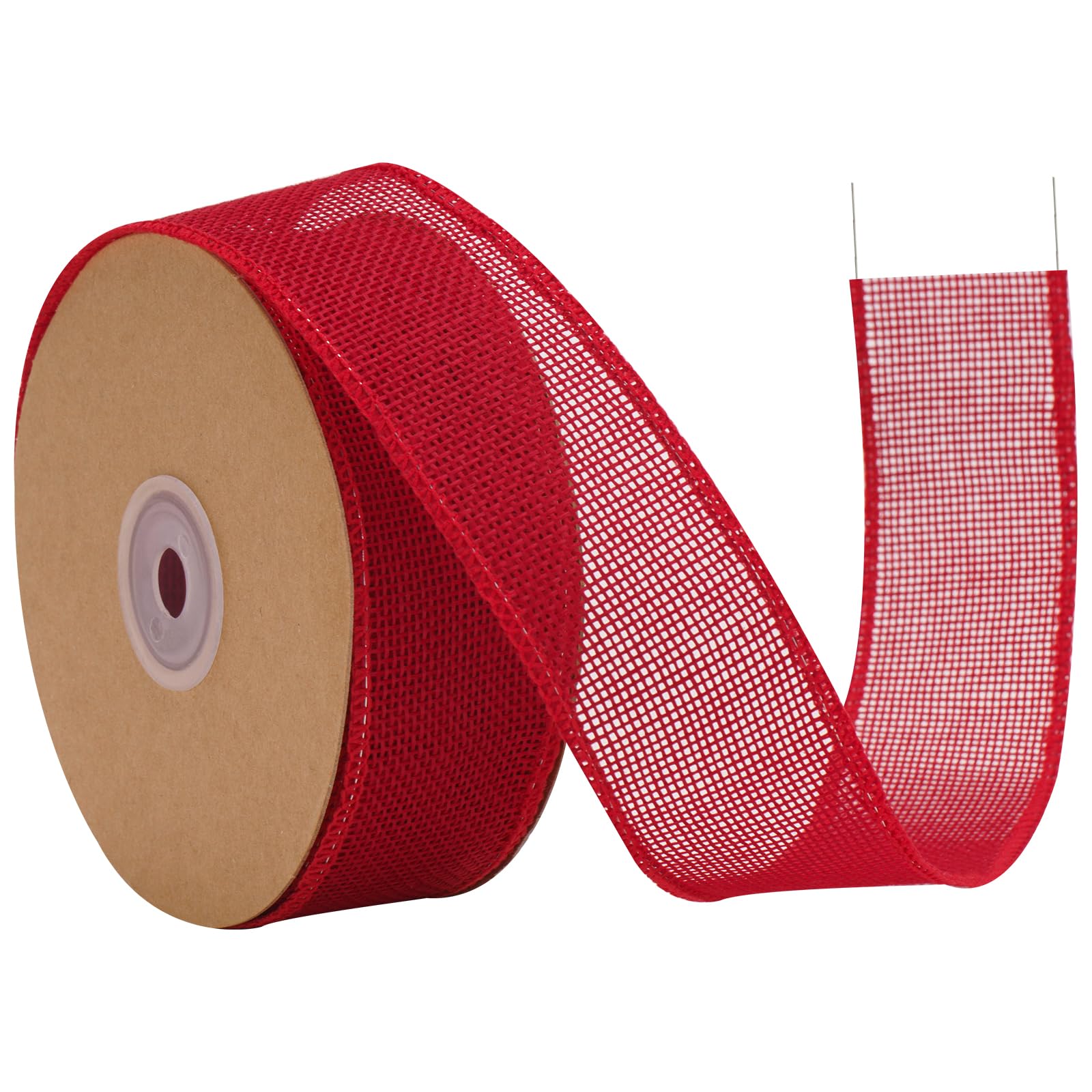 G2PLUS 4cm Red Wired Burlap Ribbon: 10m Hessian Ribbon for Crafting, Bows, Gift Wrapping, Wreaths, Christmas Decoration