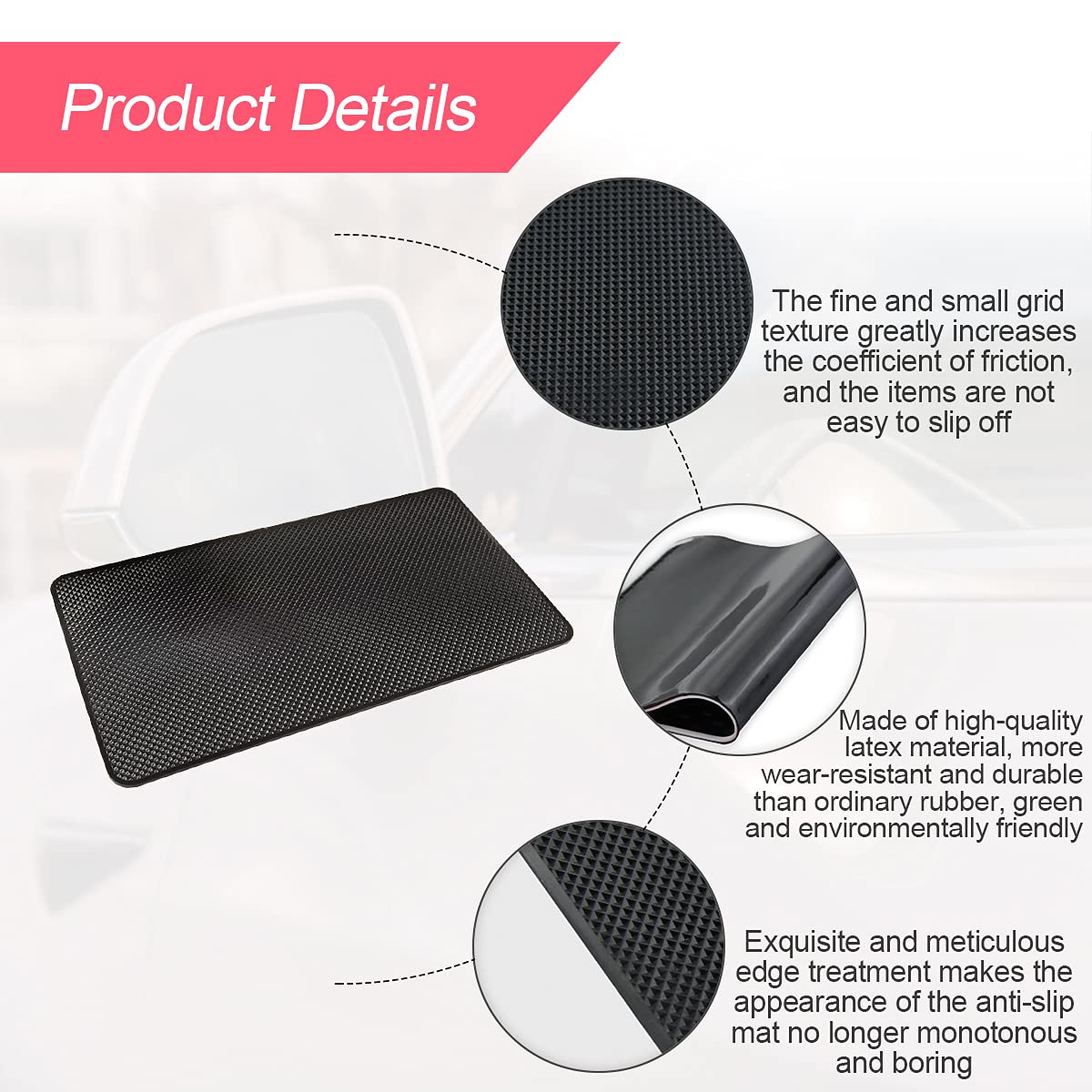 Car Dashboard Anti-Slip Rubber Pad, 10.6