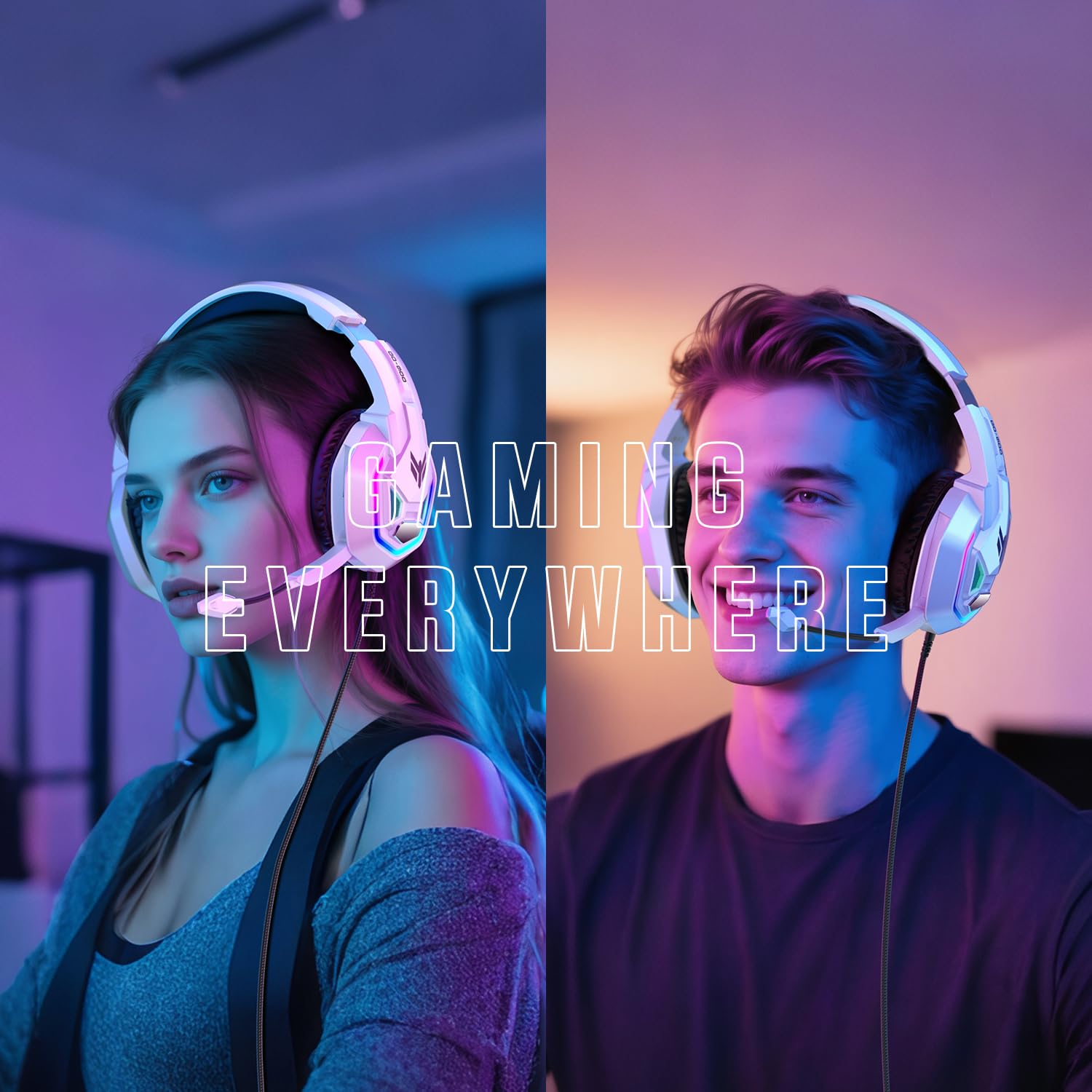 Gaming Headset for PS5, PS4, Xbox Series X|S, Xbox One, PC, Switch, Mac - RGB Over-Ear Headphones with 7.1 Surround Sound, Noise Cancelling Mic, 50mm Drivers & Memory Foam Ear Pads