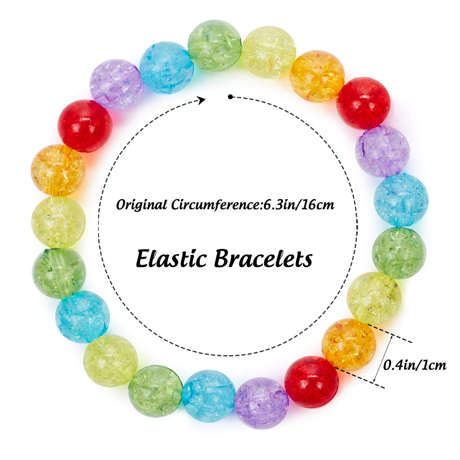 Lorfancy 12 Pcs Girls Beaded Bracelets Rainbow Baby Toddler Cute Friendship Stretchy Costume Jewelry Set