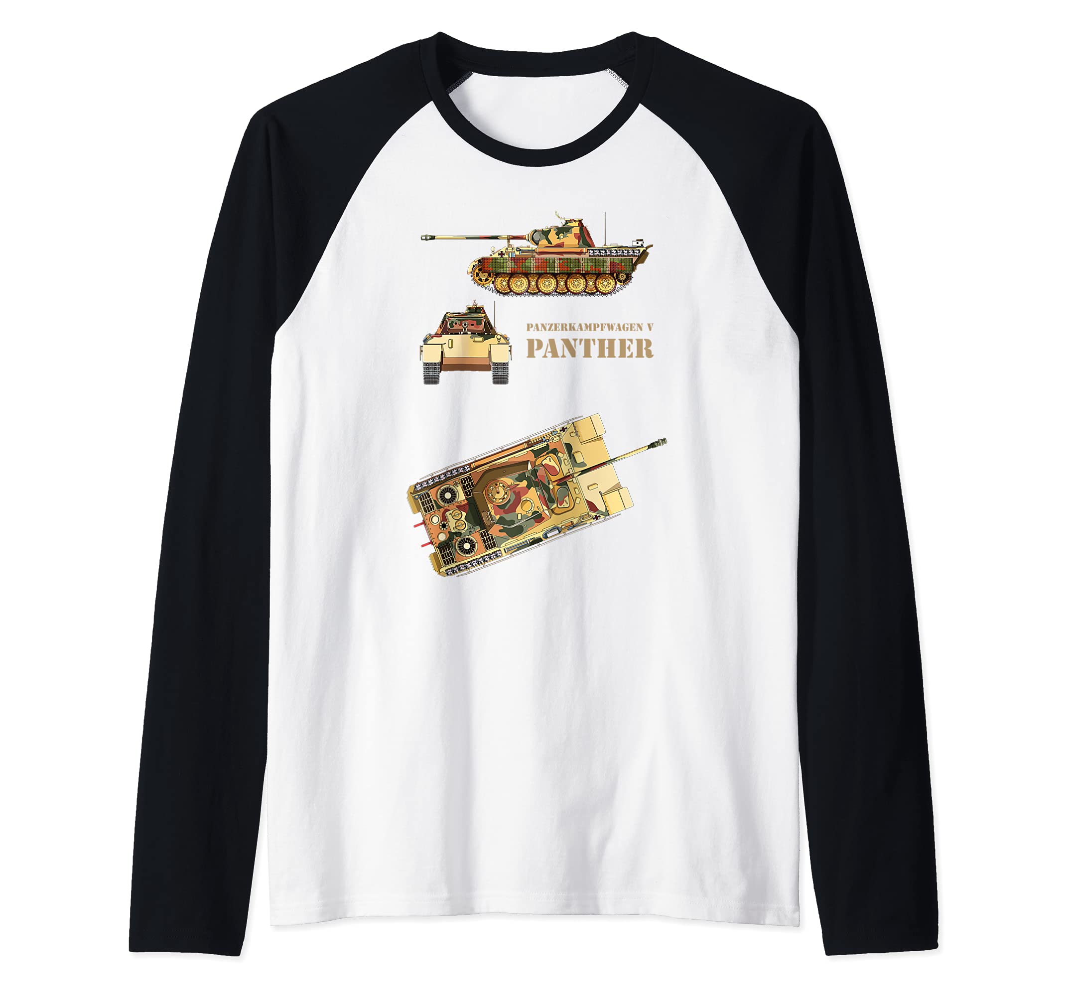 Panzer V Panther Tank WW2 German Panzerkampfwagen 5 Diagram Raglan Baseball Tee