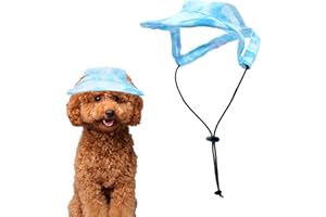 Pai Sence Dog Sun Hat for Small Dog Baseball Cap Dog Visor for Puppy Size Sun Protection Tie Dye Hearts Dog Trucker Hat with Ear Holes Adjustable Blue XXS