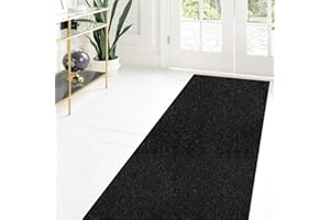 ZGR HOME&GARDEN Custom Size Runner Rug 2 ft x 6 ft, 2-82ft Carpet Runners Hallway Entryway Kitchen Garage Laundry Room Area Rugs with Non-Slip Rubber Backing, Black