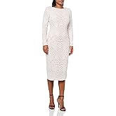 Dress The Population Womens Emery Long Sleeve Stretch Sequin Midi Sheath Ddr147
