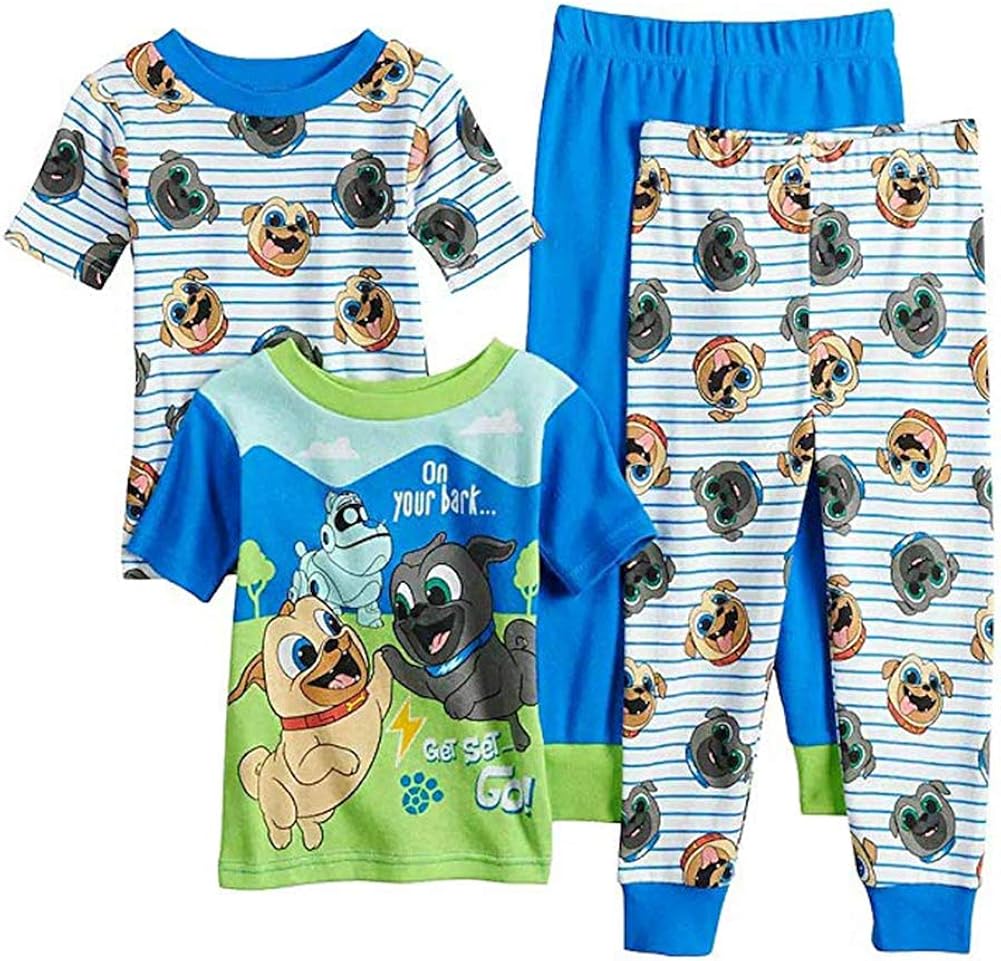 Puppy Dog Pals Little Boys' Toddler FourPiece Pajama Set (4T) Blue Clothing