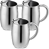 Funnymoom 3 Pcs 74oz Stainless Steel Water Pitchers with Ice Guard Smooth Silver Metal Bell Pitchers Jug Cold Beverages Carafe Serving Tool for Restaurants Home Dishwasher Safe