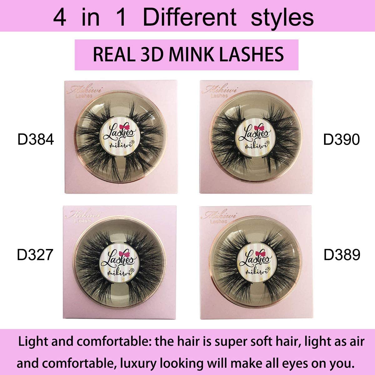 mikiwi 3D Mink Lashes, Mink Eyelashes, Real Mink Lashes, Dramatic Eyelashes, Mink Lashes Strip, 5D Mink Lashes, Wholesale Mink lashes, Pack-4