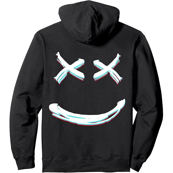 Amazon.com: X Eyed Smile Happy Face, Backprint Pullover Hoodie