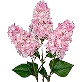 3PCS Fake Flowers Hydrangea Artificial Flowers 28" Long Stem Pink Faux Flowers for Vase, Real Touch Silk Flowers Décor for Floral Arrangement Home Farmhouse Office Hotel Decoration