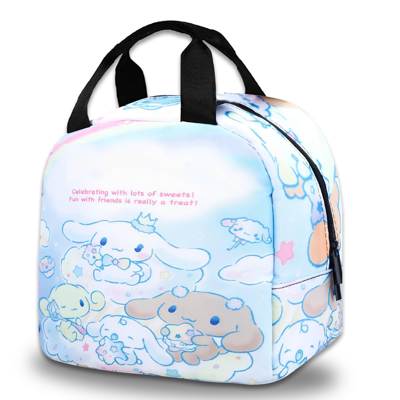 Luclay Lunch Bag Kids Lunch Box Adults, Reusable Cartoon Insulated Lunch Bag Girls Boys, Small Foldable Waterproof Lunch Bags for Travel Picnic School Office Outdoor