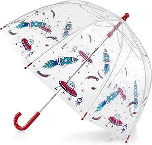 totes Kids Clear Bubble Umbrella with Easy Grip Handle, Adventure- Cosmic