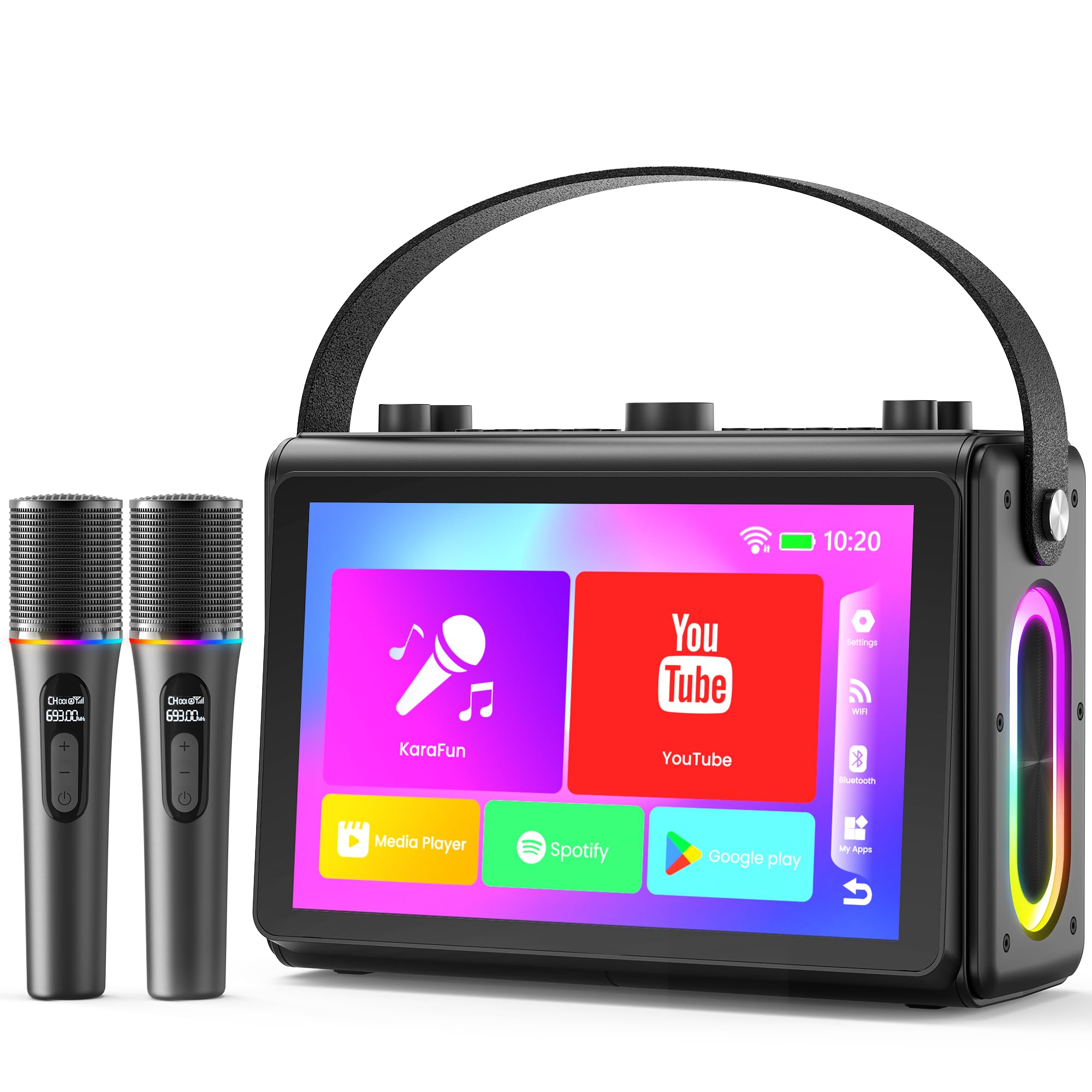 Photo 1 of Karaoke Machine for Adults, Built-in 10.1" HD Lyrics Screen, Supports WiFi Bluetooth HDMI USB and TF, Portable Karaoke Player with 2 Wireless Microphones for Home Party Family Gathering