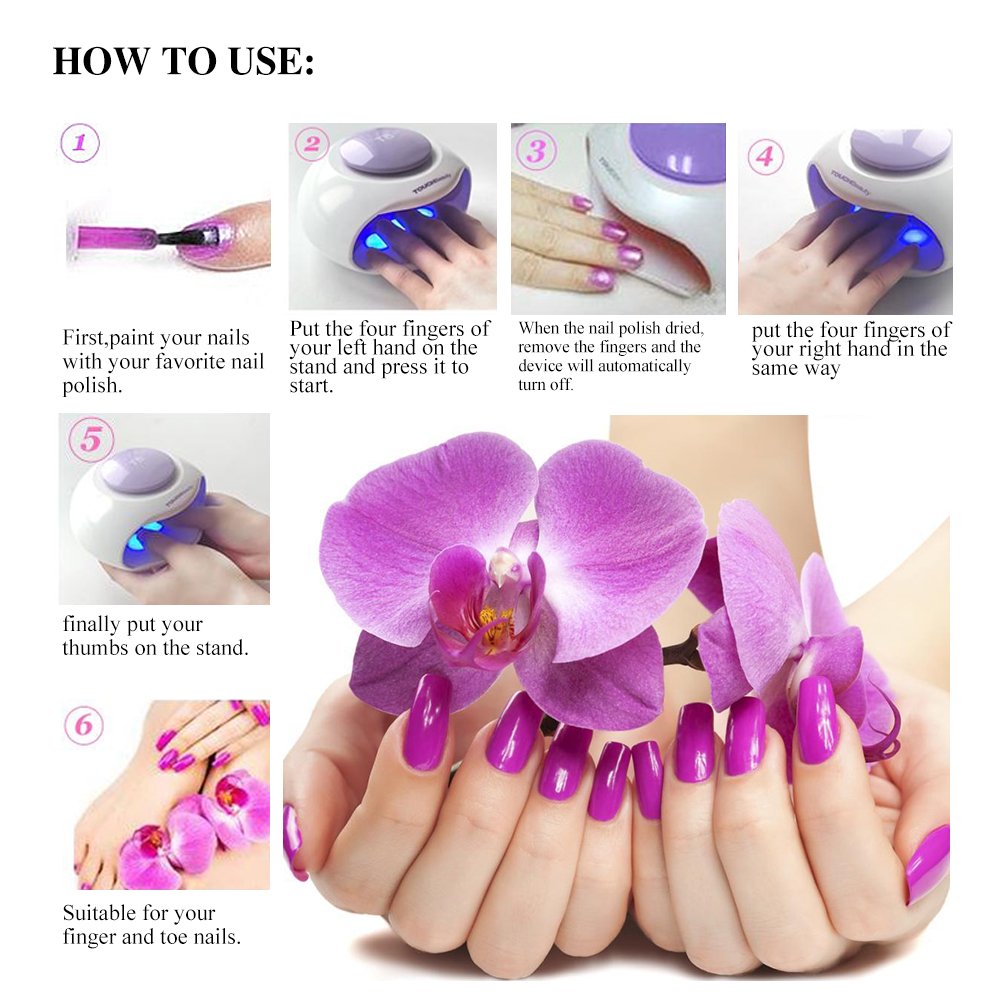TOUCHBeauty Portable Nail Dryer with Air & LED Light Good for Regular Nail Polishes TB-0889