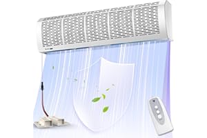 Crispaire 36" White Air Curtain with Magnetic Door Switch 1527 CFM/2559 FPM, Two-Speed Adjustable 180W Powerful Commercial Indoor Air Door Easy Installation 110V Industrial Fan