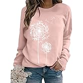 BANGELY Womens Dandelion Sweatshirt Hope Love Floral Graphic Shirt Casual Crewneck Tee Loose Long Sleeve Pullover Tops