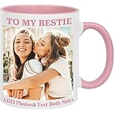 Custom Coffee Mug Personalized with Pictures Text on Both Sides, 11 oz Ceramic Photo Mug Wholesale Personalized Gifts for Women Men, Customized Photo Gifts for Birthday Anniversary